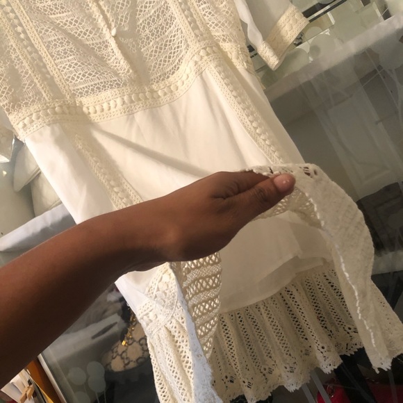 Creme eyelet/linen beachwear dress - Picture 2 of 4